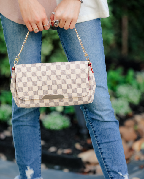White Check Famous Crossbody