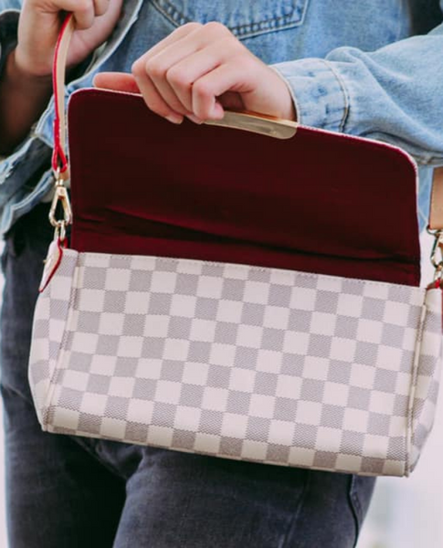 White Check Famous Crossbody