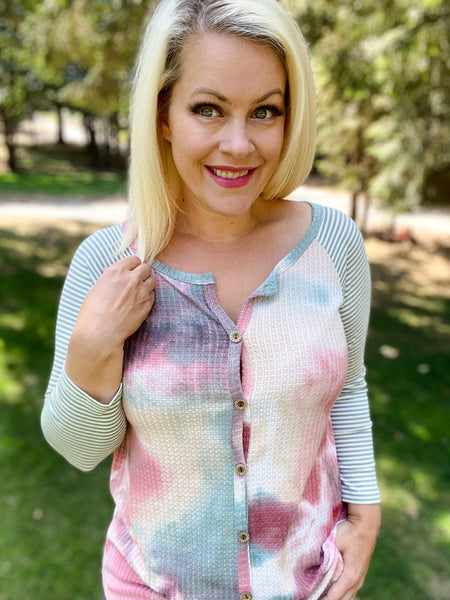 Marbled Waffle Knit Top