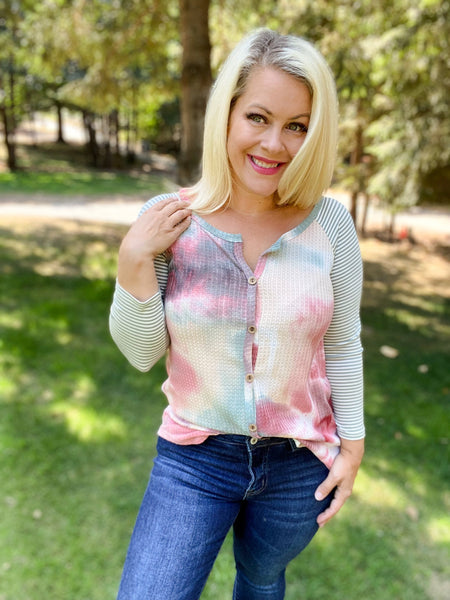 Marbled Waffle Knit Top
